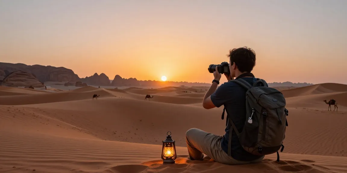 Traveler admiring stunning desert sunset while exploring slot landscape.